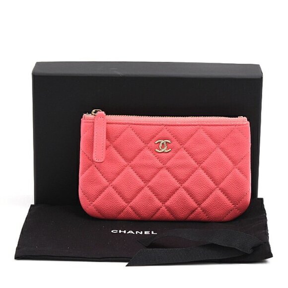 CHANEL Pink Caviar Leather Wallet